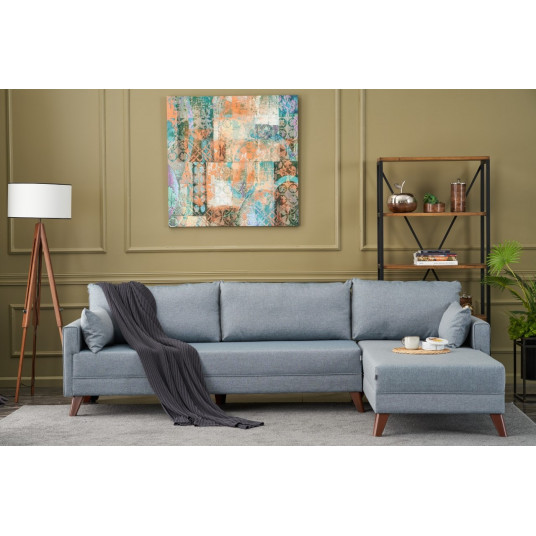 Kampinė sofa Bella Soft Kose Koltuk dešinė mėlyna