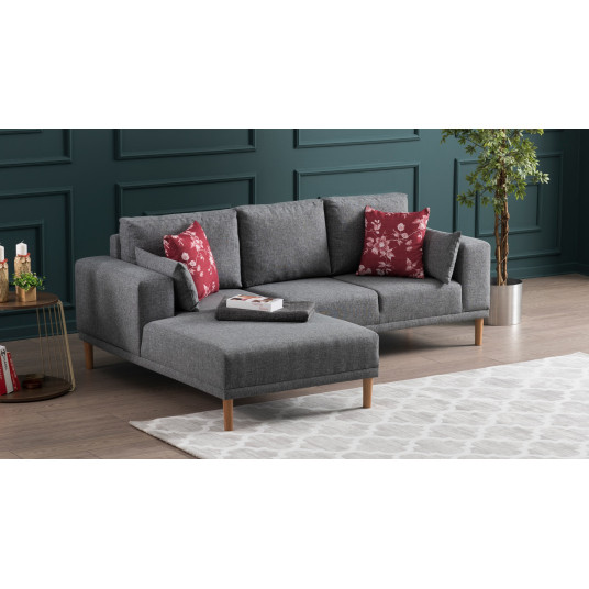 Kampinė sofa Franz kairė pilka