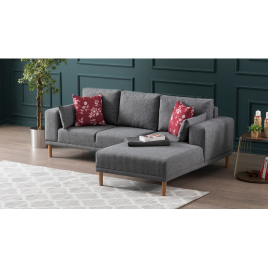 Kampinė sofa Franz dešinė pilka