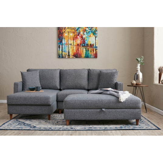  Kampinė sofa Eva kairė pilka 