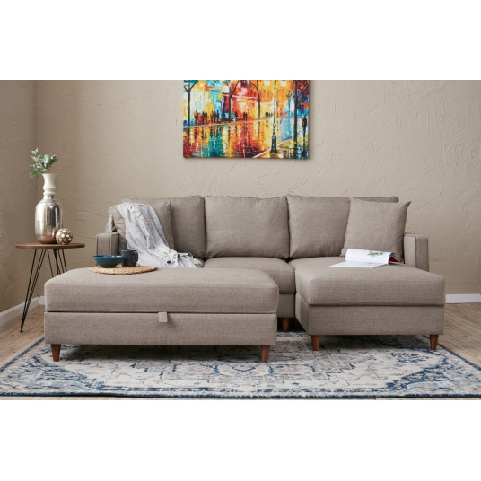  Kampinė sofa Eva dešinė kreminė 