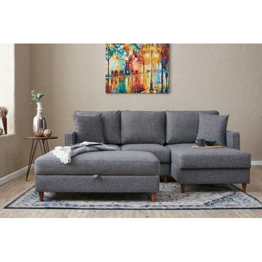  Kampinė sofa Eva dešinė pilka 
