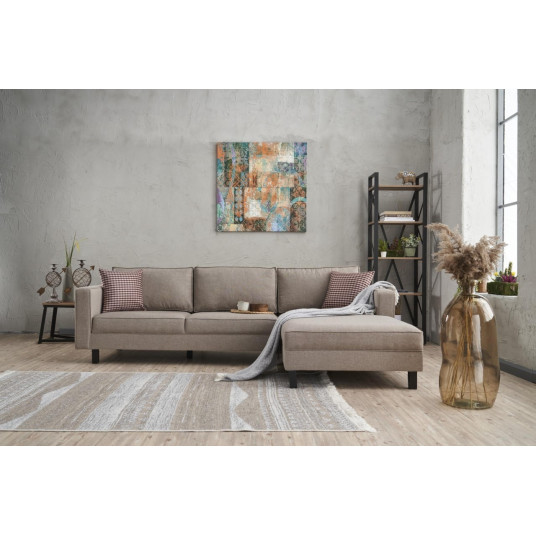 Kampinė sofa Kale Linen dešinė kreminė