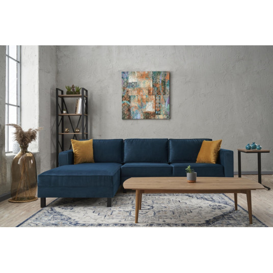  Kampinė sofa Kale Velvet kairė mėlyna 