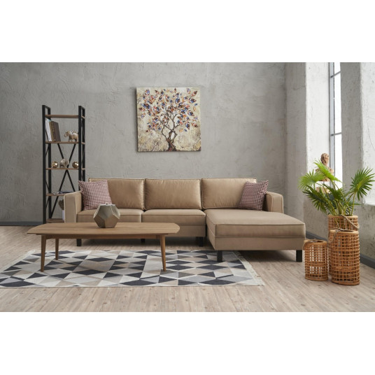  Kampinė sofa Kale Velvet dešinė kreminė 