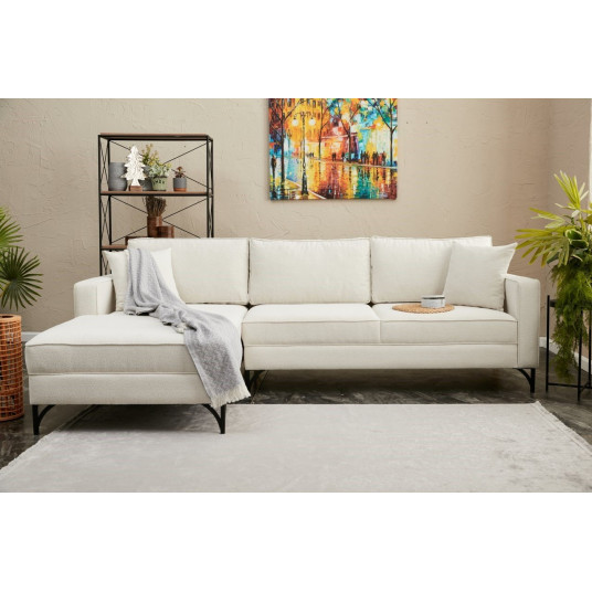 Kampinė sofa Berlin kairė kreminė, juoda