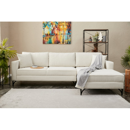 Kampinė sofa Berlin dešinė kreminė, juoda