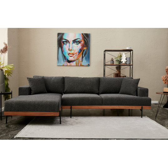 Kampinė sofa Liva kairė antracito