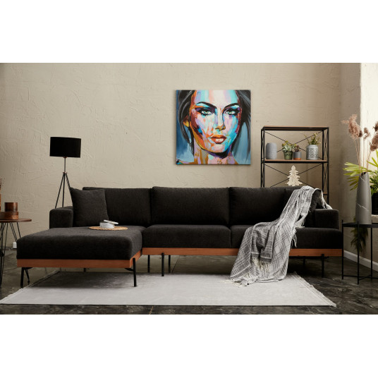 Kampinė sofa Liva kairė antracito, ruda