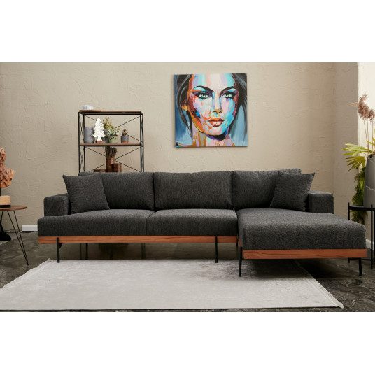Kampinė sofa Liva dešinė antracito
