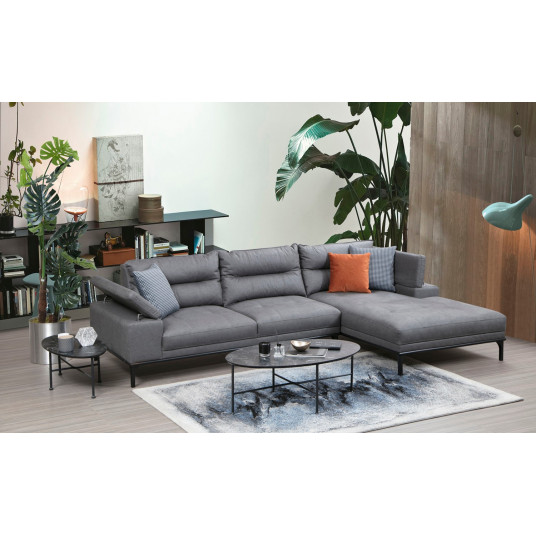 Kampinė sofa Hollywood dešinė pilka