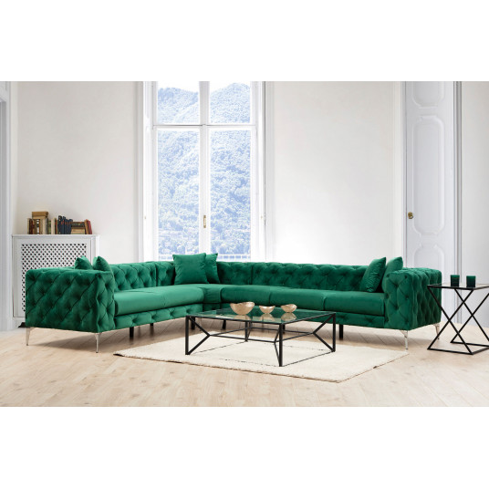 Kampinė sofa Como dešinė žalia