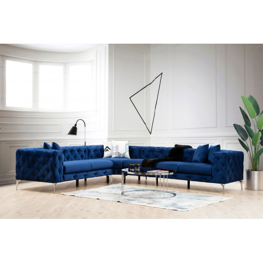 Kampinė sofa Como dešinė mėlyna