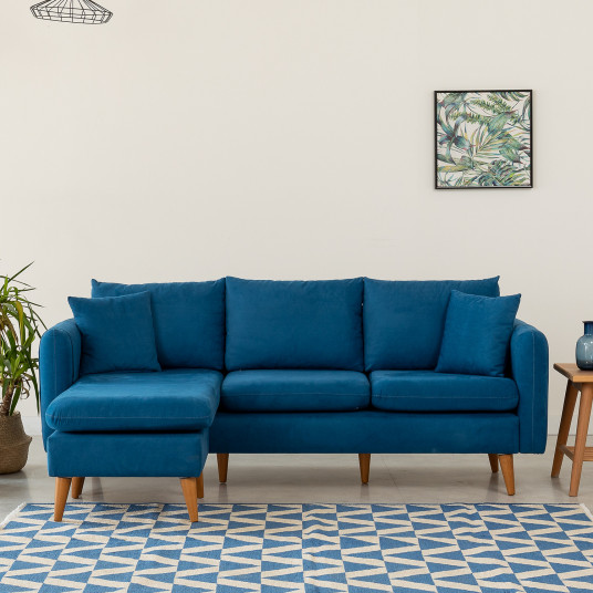 Kampinė sofa Sofia Kose kairė mėlyna