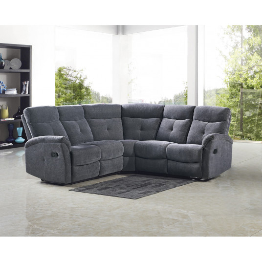Kampinė sofa su reglainerio funkcija LAHTI, pilka