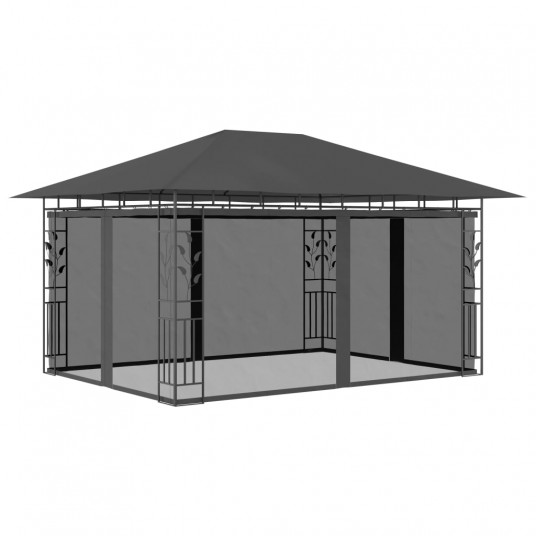  Pavėsinė su tinkleliu nuo uodų, antracito, 4x3x2,73m, 180g/m² 