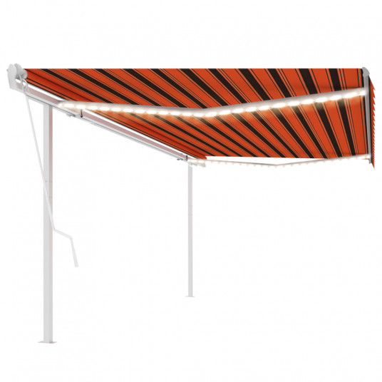 Automatinė markizė su LED/vėjo jutikliu, oranžinė/ruda, 5x3,5m