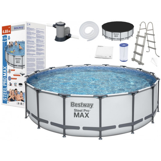 Karkasinis baseinas Bestway STEEL PRO MAX™ 488 X 122 cm, 10in1 gray, 5612Z