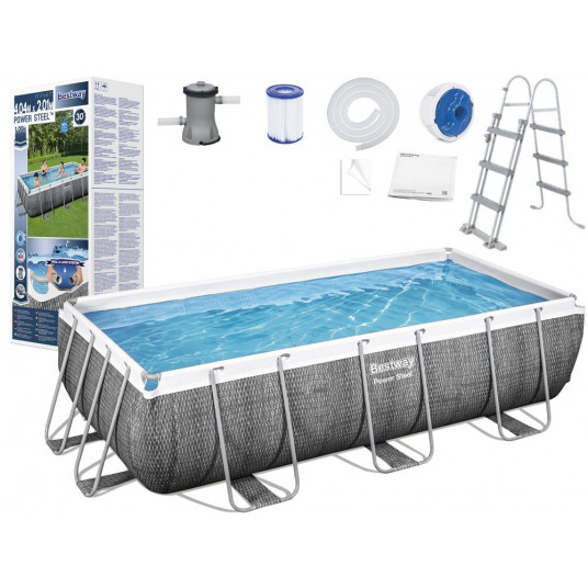 Karkasinis baseinas Bestway Rack pool 404x201x100 ratan 10in1 56721