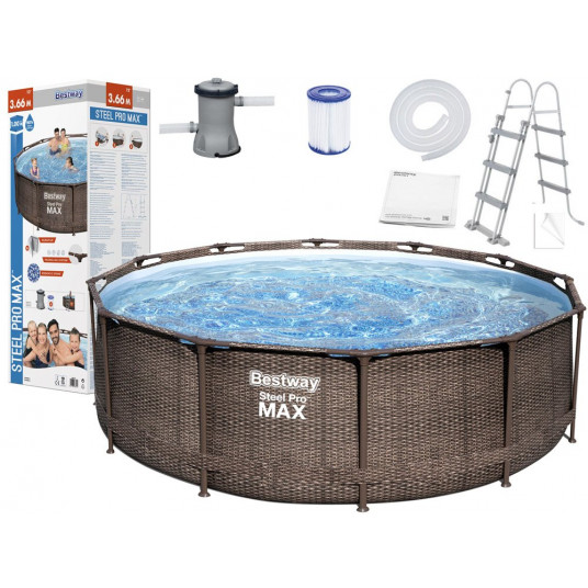 Karkasinis baseinas Bestway Frame pool 366x100cm 9in1 rattan 56709