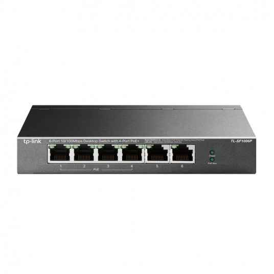 TP-LINK Switch TL-SF1006P Unmanaged, Desktop, 10/100 Mbps (RJ-45) ports quantity 6, PoE+ ports quantity 4, Power supply type External 