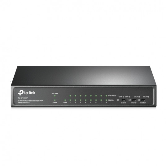  TP-LINK Switch TL-SF1009P Unmanaged, Desktop, 10/100 Mbps (RJ-45) ports quantity 9, PoE+ ports quantity 8 