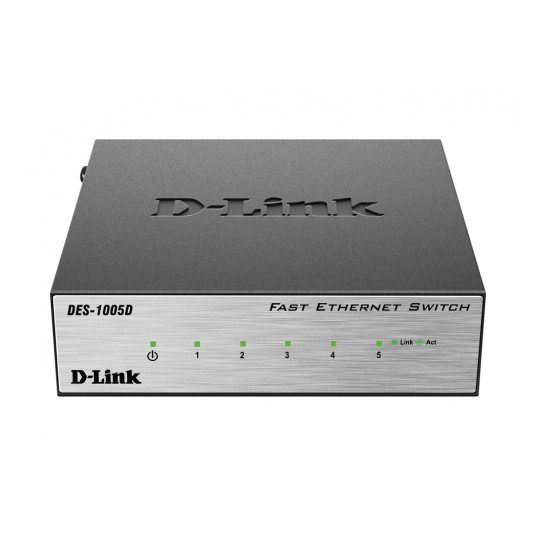  D-Link Switch DES-1005D Unmanaged, Desktop, 10/100 Mbps (RJ-45) ports quantity 5, Power supply type Single 