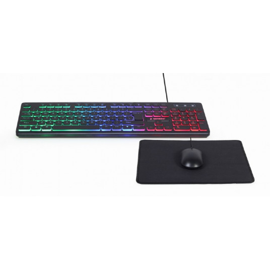  Gembird KBS-UML-01 3-in-1 backlight desktop set, black, US layout 