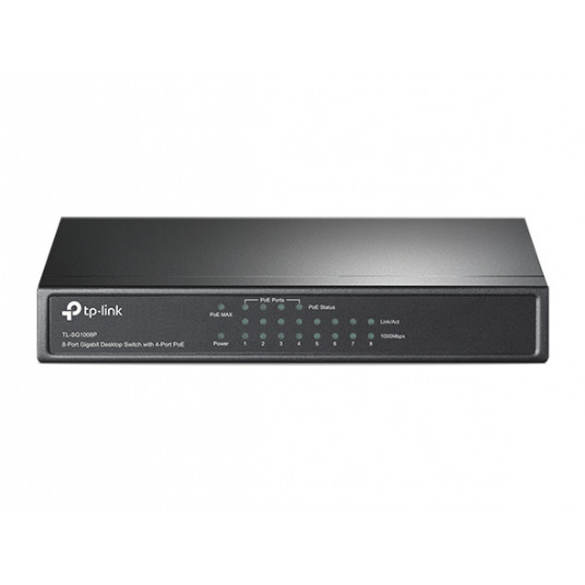  TP-LINK Switch TL-SG1008P Unmanaged, Desktop, 1 Gbps (RJ-45) ports quantity 8, PoE ports quantity 4, Power supply type External 