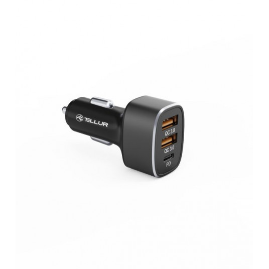  Tellur Car Charger FCC9, 56W, 9A (2XQC 3.0 + PD20W) black 