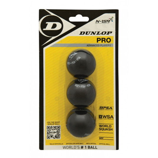  Skvošo kamuoliukas Dunlop PRO 2YellowDot 3-blister 