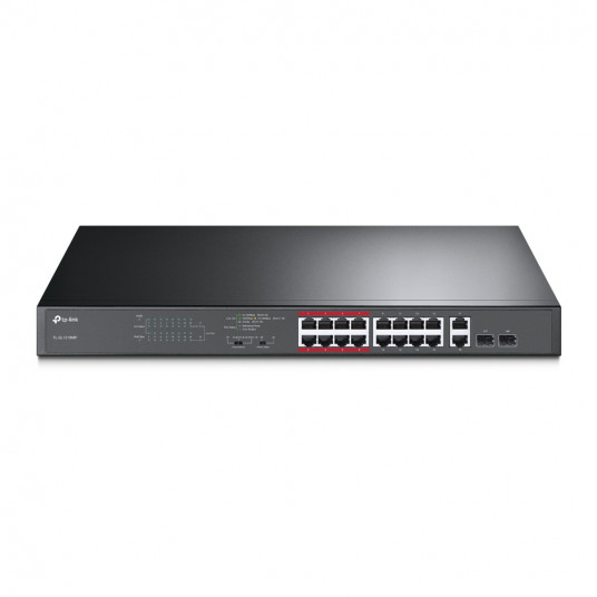  TP-LINK Switch TL-SL1218MP Unmanaged, Rack-mountable, 10/100 Mbps (RJ-45) ports quantity 16, 1 Gbps (RJ-45) ports quantity 2, PoE+ ports quantity 16 