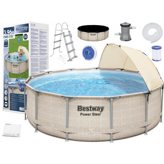  Baseinas su stogeliu Bestway "Power Steel", 396x107 