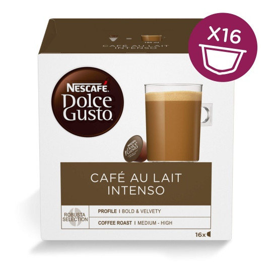  Nescafe Dolce Gusto Café Au Lait Intenso kava 16 kapsulių dėžutėje 