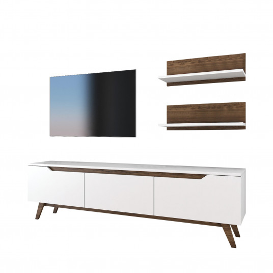 TV spintelė Hanah Home M48 - Baltas, graikinis riešutas