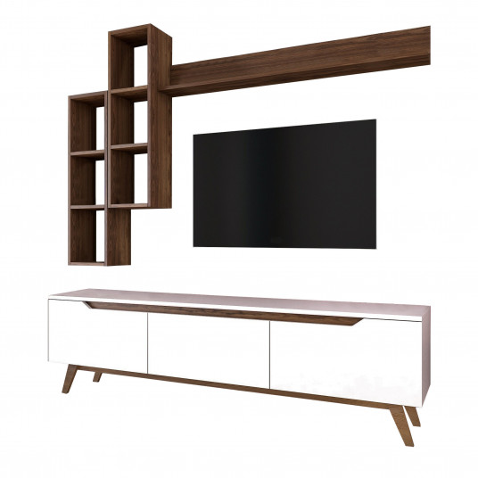 TV spintelė Hanah Home M16 - Baltas, graikinis riešutas