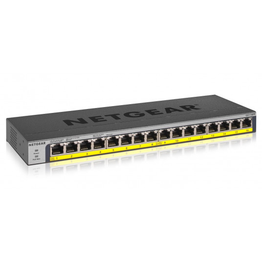 Netgear GS116PP Ne-valdomas Gigabit Ethernet (10/100/1000) Maitinimas per Eternetą (PoE) Juoda 