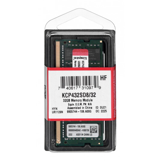 Kingston Dedicated 32GB [1x32GB 3200MHz DDR4 CL22 SODIMM] 