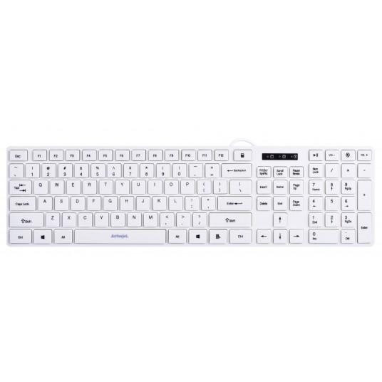  Activejet USB K-3066SW klaviatūra QWERTY JAV tarptautinė versija Balta 