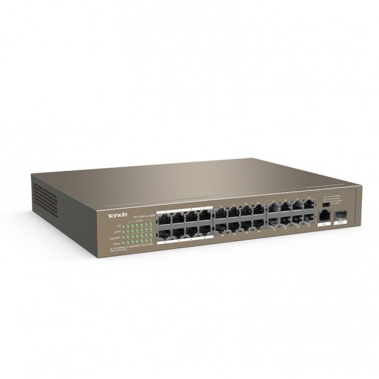  Tenda TEF1126P-24-250W tinklo komutatorius Ne-valdomas Fast Ethernet (10/100) Maitinimas per Eternetą (PoE) Pilka 