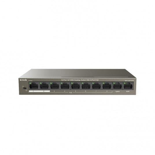  Tenda TEF1110P-8-63W tinklo komutatorius Ne-valdomas Fast Ethernet (10/100) Maitinimas per Eternetą (PoE) Juoda 