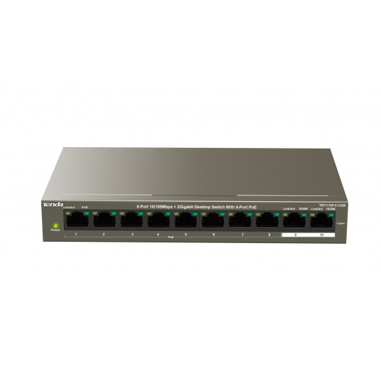  Tenda TEF1110P-8-102W Fast Ethernet (10/100) Pilka Maitinimas per Eternetą (PoE) 