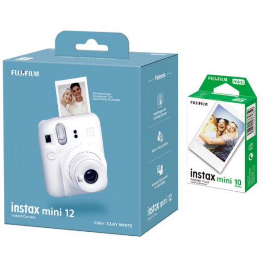  Momentinis fotoaparatas instax mini 12 CLAY WHITE+instax mini glossy (10pl) 