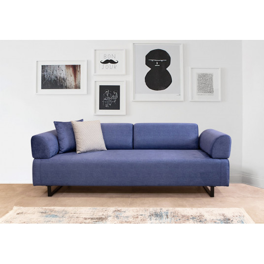 Sofa - lova Infinity su šoniniu staliuku mėlyna