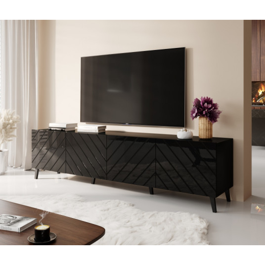 TV spintelė 200 ABETO matinė juoda/ blizgi juoda