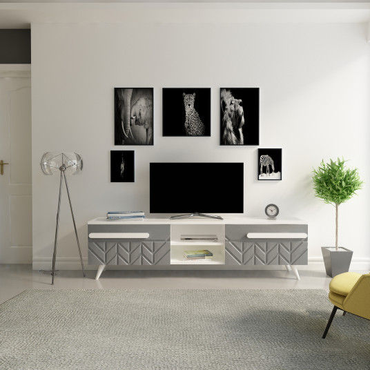 TV spintelė Edih - antracito, balta