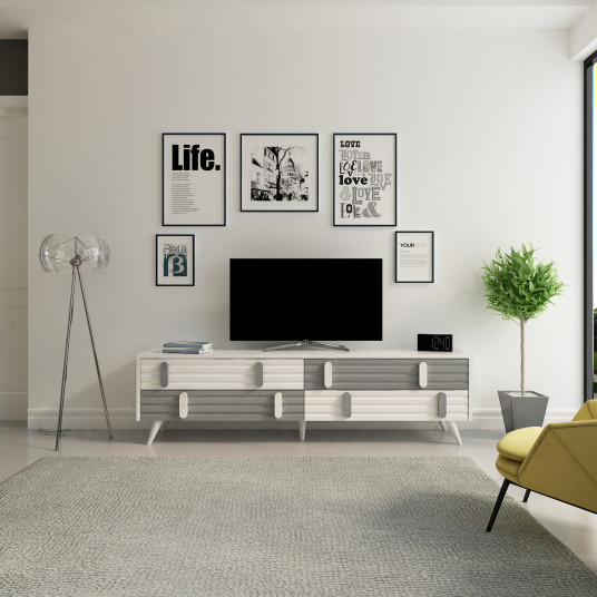  TV spintelė Eva - antracito, balta 