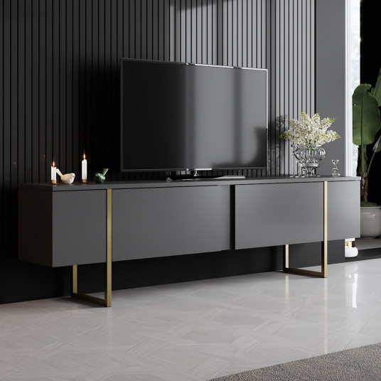 TV spintelė Luxe - antracito, auksinė