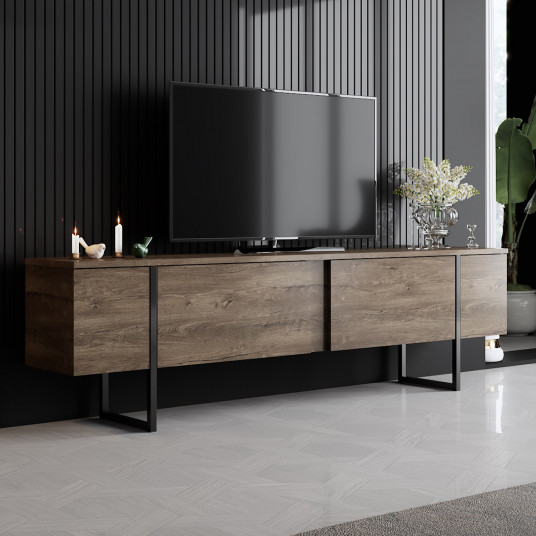 TV spintelė Luxe - riešuto, juoda