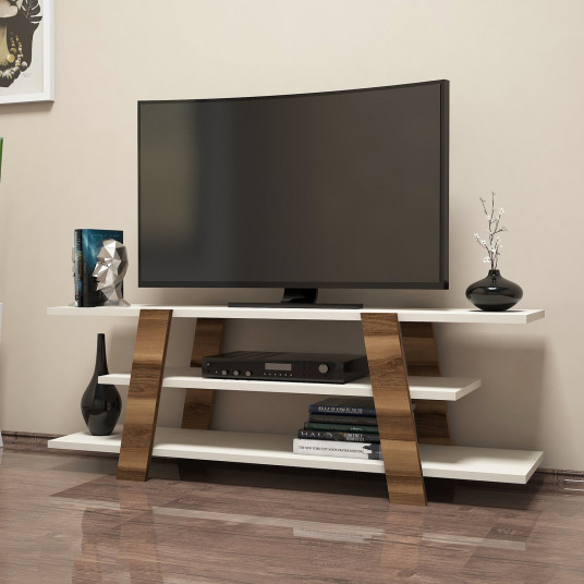 TV spintelė Flower - riešuto, kreminė